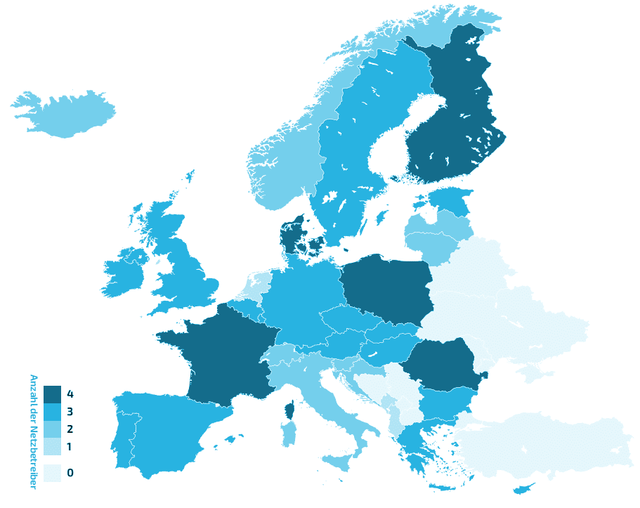 Eine Karte der Netzabdeckung von Conexa EU